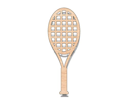 Unfinished Wood for Crafts - Tennis Racket Single - Large & Small - Pick Size - Unfinished Wood Cutout Shapes Court Team Finals College High School - - WoodArtSupply