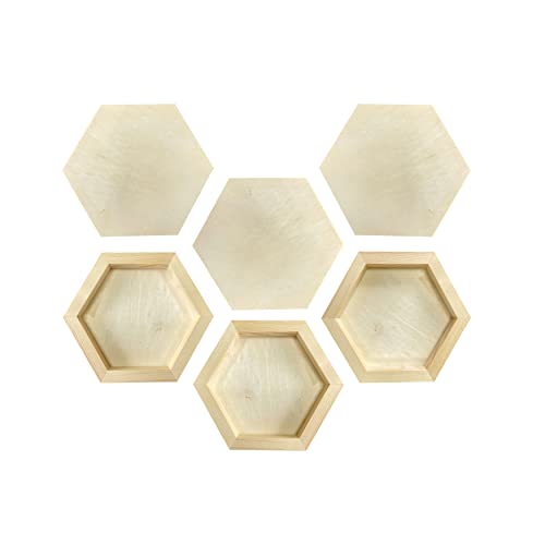 6 Pieces 6'' x 7'' Unfinished Wooden Hexagon Painting Panel Boards for Crafts, Blank Wood Canvas Panels for Pouring Art