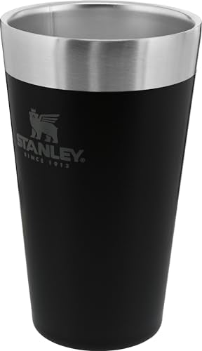 STANLEY Adventure Inulsated Stacking Beer Pint Glass, 16oz Stainless Steel Double Wall Rugged Metal Drinking Tumbler (Matte Black) - WoodArtSupply