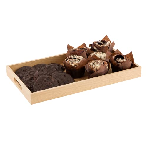 Food Trays for Party Buffet - Montessori Wooden Trays for Serving & Catering - Wooden Serving Tray with Handles - Five Piece Nested Breakfast Tray - Hammont