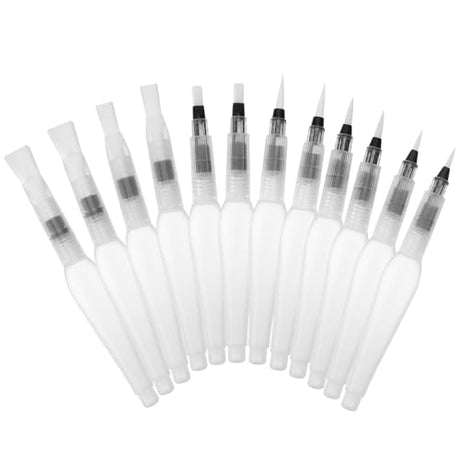 Prasacco 12 Pieces Watercolor Brush Pens, Water Brush Pens for Watercolor Refillable Paint Pen Water Soluble Colored Pencil Soft Watercolor Brush Pen Prasacco