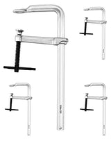 QWORK 12" Heavy Duty F Clamp, 4 Pack Drop-forged Bar Clamp, 4-3/4 Inch Throat Depth, Professional Forging Jaws, Rail, Spindle and Handle QWORK