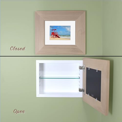 Recessed Landscape Picture Frame Medicine Cabinet by Fox Hollow Furnishings - 14"W x 11"H Hidden Wall Storage Fox Hollow Furnishings