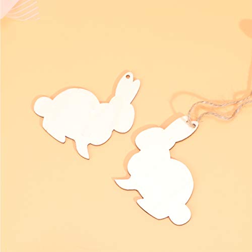 PRETYZOOM 20pcs Easter Wooden Ornaments Unfinished Easter Wooden Bunny Rabbit Shapes Cutouts Easter Tree Ornaments Wood Party Gift Tags