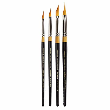 KINGART B-092 Premium 4 pc. Original Gold 9900 Series Miracle Wedge Brush Set, Synthetic Golden Taklon for Acrylic, Oil, Watercolor Paint, Short KINGART