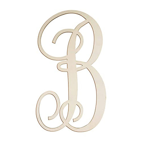Cursive Wooden Letters B for Wall Decor 14 Inch Large Wooden Letters Unfinished Monogram Wood Letter Crafts Alphabet Sign Cutouts for DIY Painting Focal20