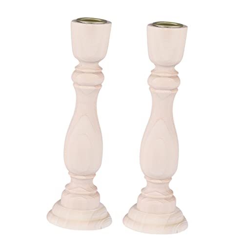 2pcs Glass Menorah Glass Candlestick Holder Unfinished Wooden Candlesticks Pillar Candle Dish Table Candlestick Small Candle Tray Bracket Candlestand