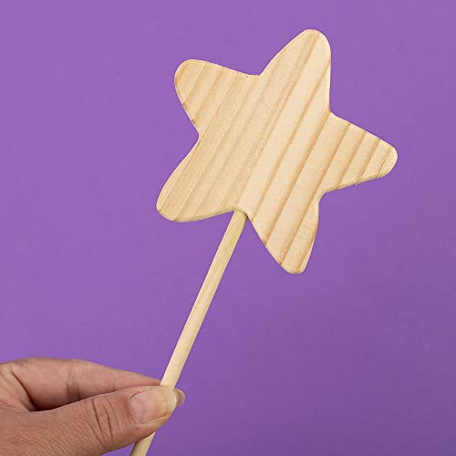 Factory Direct Craft Package of 6 Unfinished Wood Star Wands for Crafting, Creating and Embellishing - WoodArtSupply