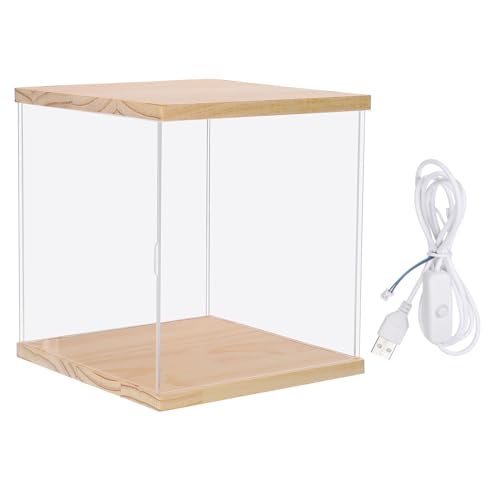MECCANIXITY Acrylic Display Case with LED Light, 8"x6"x14" Clear Display Box Figures Display Case for Collectibles