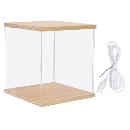 MECCANIXITY Acrylic Display Case with LED Light, 8"x6"x14" Clear Display Box Figures Display Case for Collectibles