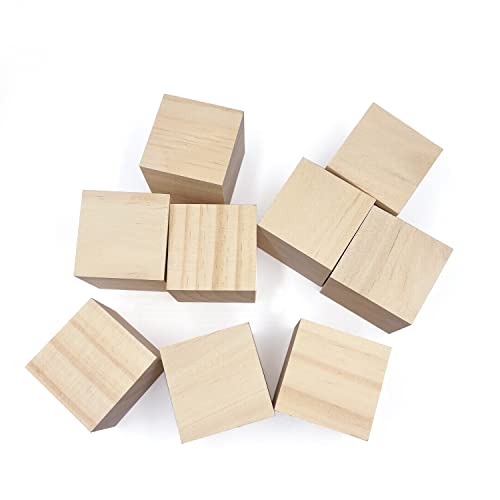 Wood Blocks for Crafts, Unfinished Wood Cubes, 2 Inch Natural Wooden Blocks, Pack of 8 Wood Square Blocks, Wooden Cubes for Arts and Crafts and DIY SIWUCHYE