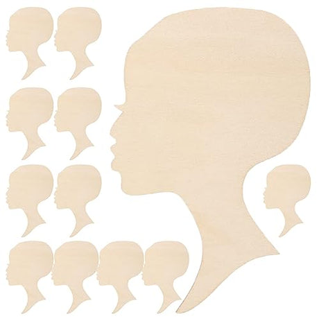 SAFIGLE 12pcs Painting Wood Chips Wooden Wreath Cutout Wood Slices African Girl Art Cutout Crafts for Women Unfinished Wood Cutout Wood Crafts SAFIGLE