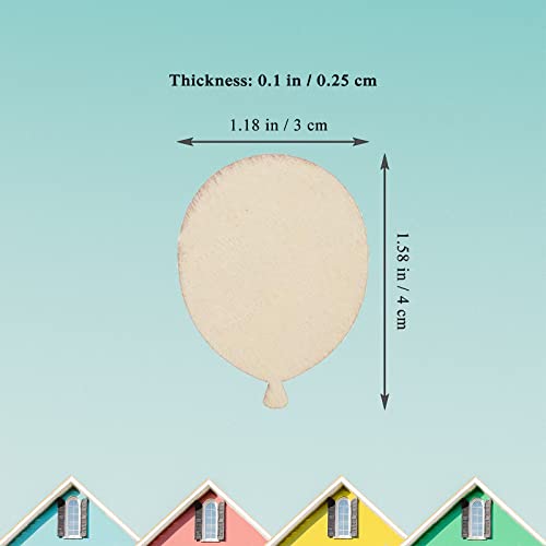 Creaides 50pcs Mini Balloon Wood DIY Crafts Cutouts Wooden Balloon Shaped Unfinished Wood Ornaments for DIY Projects Wedding Birthday Decorations Creaides