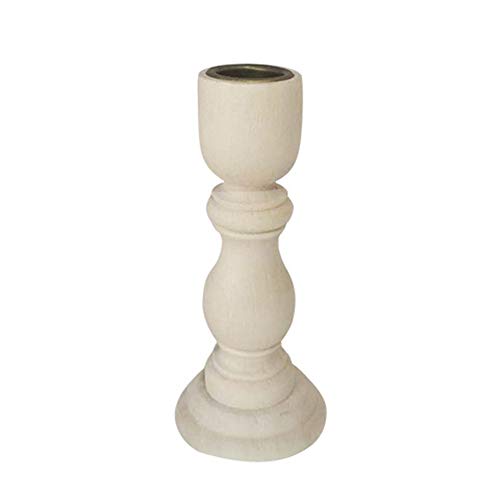 Wooden Candlestick 4.9 Inch Unfinished Wood Candle Holder with Metal Candle Holder Cup for Taper Candles, Home Wedding Party Decorations