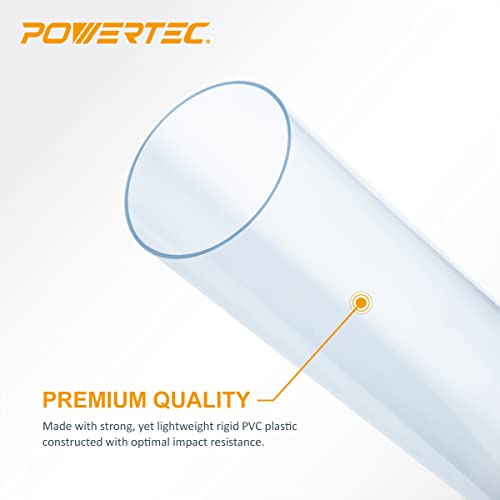 POWERTEC 70272V Clear PVC Pipe 4" x 36" Long, 1PK, Rigid Plastic Tubing for Dust Collection Hose & Fittings POWERTEC