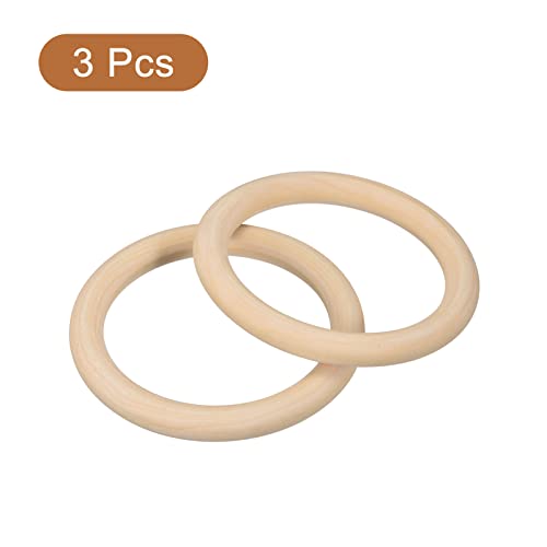 uxcell 3Pcs 90mm(3.5-inch) Natural Wood Rings, 10mm Thick Smooth Unfinished Wooden Circles for DIY Crafting, Knitting, Macrame, Pendant - WoodArtSupply