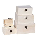 Wooden Nesting Box Set of 5, Unfinished Wood Rectangle Box Set for Crafts Cregugua
