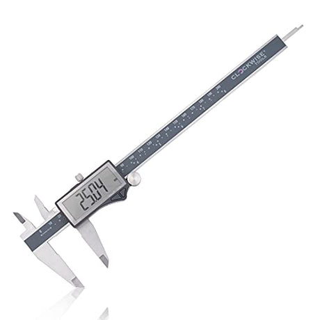 Clockwise Tools IP54 Grade Digital Caliper, DCLR-0805 0-8" /200mm, Inch/Metric/Fractions Conversion, Stainless Steel, Large LCD Screen Clockwise Tools