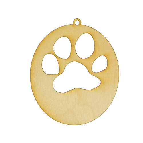 Unfinished Dog Paw Ornament Wood Cut Out Available in a Variety of Sizes and Thicknesses (1/8” Thickness, Small 3.5" x 4.25" (Package of 10)) - WoodArtSupply