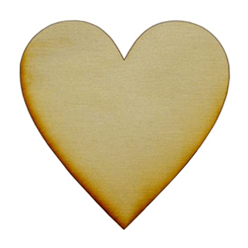 Unfinished Heart Wood Cutout Available in a Variety of Sizes and Thicknesses (1/4" Thick, 1 Inch (Package of 40)) - WoodArtSupply