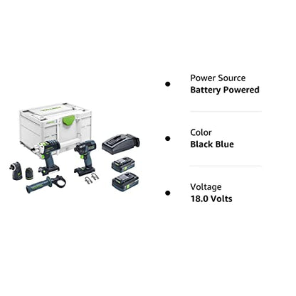 Festool 576490 TID 18 Impact Driver and PDC 18 Drill Driver 4.0Ah Combo Kit - WoodArtSupply