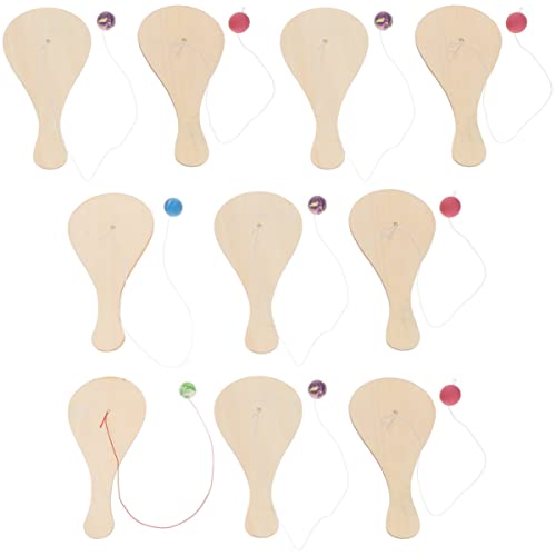 VOSAREA 10pcs White Billet Wooden Racket Pickleball Paddle Wooden Paddle Ball Toy Blank Paddle Ball Unfinished Wooden Cutouts Unfinished Paddle Toy VOSAREA