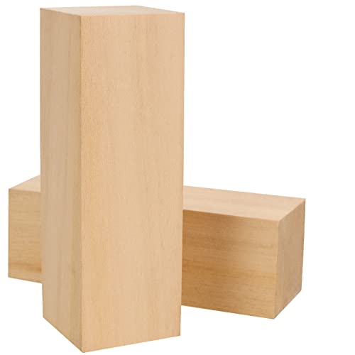 MANCHAP 10 Pack 6 x 2 x 2 Inch Basswood Carving Blocks, Soft Solid Unfinished Wood Whittling Blocks, Basswood Square Wood Blocks for Carving and MANCHAP