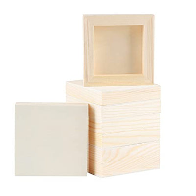 ADXCO 8 Pack Wood Panels 4 x 4 Inch Unfinished Wood Canvas Wooden Panel Boards for Painting, Pouring, Arts Use with Oils, Acrylics