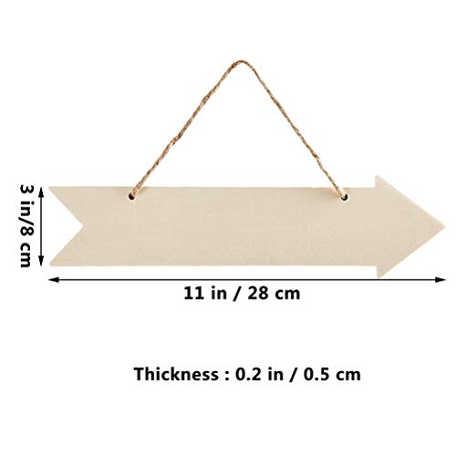 JANOU 3pcs Unfinished Wood Sign Blank Arrow Shape Hanging Wooden Plaque DIY Craft Project Wood Sign with Rope Door Wall Art Decorative, 3x11 Inch JANOU