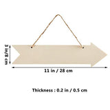 JANOU 3pcs Unfinished Wood Sign Blank Arrow Shape Hanging Wooden Plaque DIY Craft Project Wood Sign with Rope Door Wall Art Decorative, 3x11 Inch JANOU