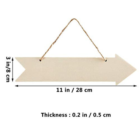 JANOU 3pcs Unfinished Wood Sign Blank Arrow Shape Hanging Wooden Plaque DIY Craft Project Wood Sign with Rope Door Wall Art Decorative, 3x11 Inch JANOU