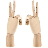 JOIKIT 2 Pack 12 Inches Wood Art Mannequin Hand, Left and Right Wooden Manikin Hand, Wooden Artist Hand Model with Flexible Moveable Fingers for JOIKIT