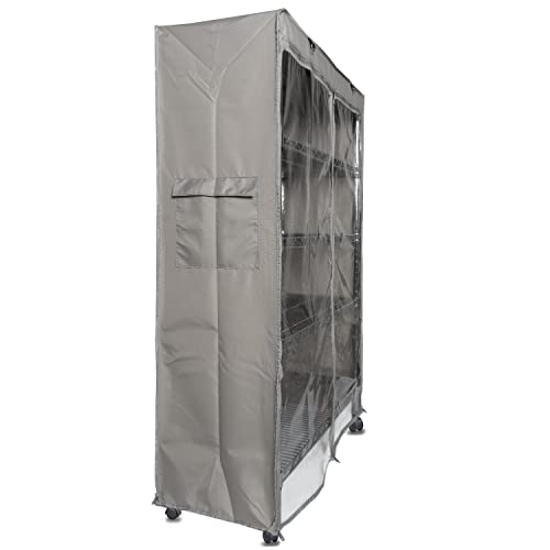 YLOVAN Storage Shelf Cover Wire Rack Shelving Dust Protective, Fits Racks 36''Wx14''Dx54''H One Side See Through Panel (Cover only) YLOVAN
