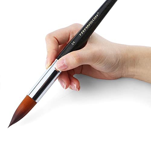 Transon 13pcs Round Paint Brush Set Synthetic Bristle Complete Round Brush Set for Watercolor Acrylic Gouache Ink Tempera TRANSON