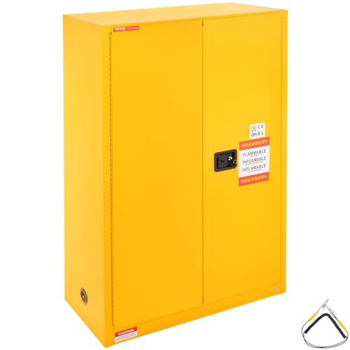 VEVOR Safety 45 Gal, Cold-Rolled Steel Flammable Liquid Storage Cabinet, 42.9 x 18.1 x 65.2 in Explosion Proof with 2 Adjustable Shelves 2 Manual VEVOR