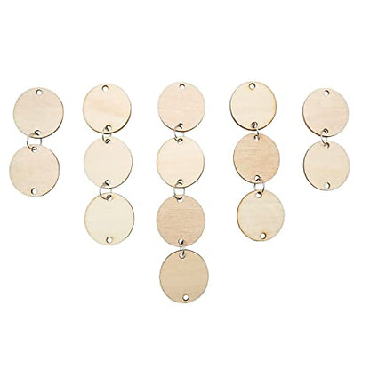 MYYZMY 50 Pieces Wooden Circles Tags 1.2 inch with Holes and 50 Pieces 10 mm Rings - WoodArtSupply