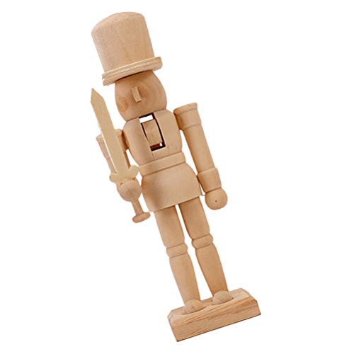 VOSAREA Christmas Wooden Nutcracker Wooden Unfinished Walnut Soldier DIY Blank Unpainted Nutcracker Puppet for Christmas DIY Crafts VOSAREA