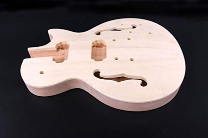 Unfinished Guitar Body Mahogany Maple Wood For Semi-Hollow Electric Guitar Body Replacement Set in Heel - WoodArtSupply