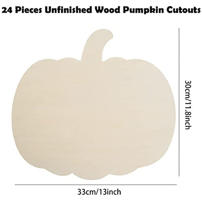 24 Pieces Large Wood Pumpkin Cutouts Blank Pumpkin Shape Cut Out Wooden Pumpkin Cutout Unfinished Wood Craft for Fall Party DIY Thanksgiving - WoodArtSupply