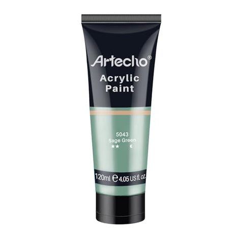 Artecho Professional Acrylic Paint, Sage Green (120ml / 4.05oz) Tubes, Art Craft Paints for Canvas, Rock, Stone, Wood, Fabric, Art Supplies for Artecho