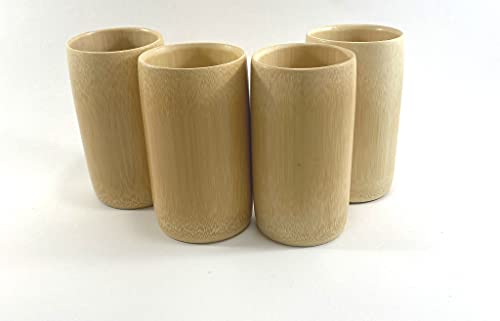 TXV Mart | Disposable or Reusable Natural Bamboo Wood Drinking Cup 12 oz | Wooden Tea Cup Coffee Mug Wine Mug, 4 Pack - WoodArtSupply