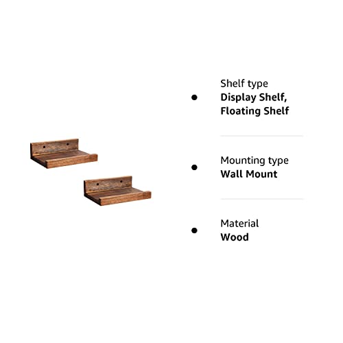 Z metnal Mini Floating Shelves, Small Natural Wooden Display Wall Shelf for Picture Ledge, Pawlownia, Wall Mounted, 8 x 5.5inch, 2 Pack - WoodArtSupply