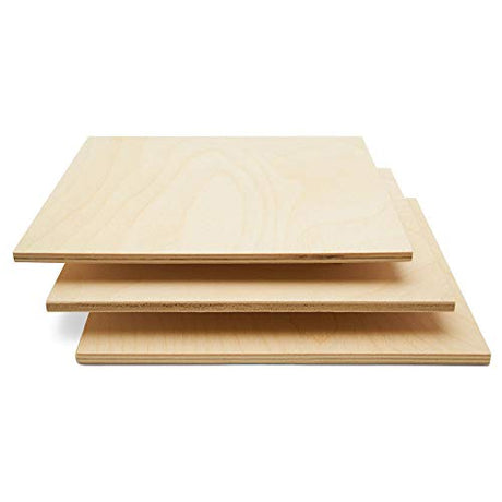 Baltic Birch Plywood, 6 mm 1/4 x 12 x 12 Inch Craft Wood, Box of 12 B/BB Grade Baltic Birch Sheets, Perfect for Laser, CNC Cutting and Wood Burning, Woodpeckers