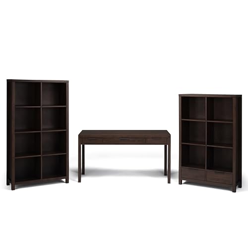 SIMPLIHOME Hollander SOLID WOOD 60 inch Wide Home Office Desk, Writing Table, Workstation, Study Table Furniture in Warm Walnut Brown with 2 Drawers SIMPLIHOME