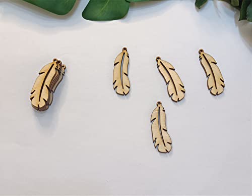 30pcs of Feather Shape DIY Unfinished Wood Jewelry,Laser Cut Natural Wood Earrings Blanks ,Wood Feather Shapes (2'') Yuxuanish