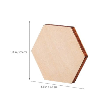 COHEALI Hexagon Wood Pieces, 200Pcs Unfinished Wooden Hexagon Shape Cutouts Slice Wooden Tile for DIY Arts