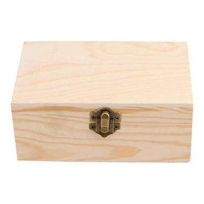 HEALLILY Unfinished Wood Jewelry Box Wooden Box with Lid and Locking Clasp DIY Craft Storage Case for Jewelry Gift Home Wedding Centerpiece