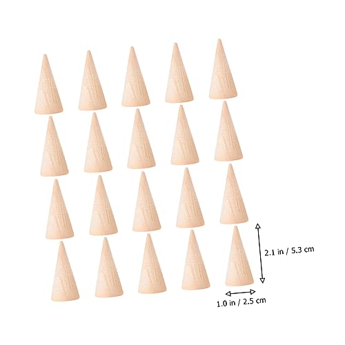 ABOOFAN 60 Pcs Diy Cone Wood Cone Jewelry Holder Unfinished Christmas Tree Cone Wood Jewelry Organizer Ring Cone Holder Wood Ring Wooden Toy Jewelry ABOOFAN