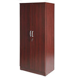 Better Home Products Harmony Wood Two Door Armoire Wardrobe Cabinet in Mahogany Better Home Products