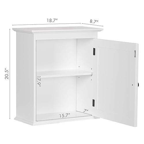 Spirich Small Bathroom Wall Cabinet, Wall Mounted Storage Cabinet, Medicine Cabinet Organizer for Bathroom, Kitchen, Living Room, White Spirich